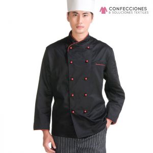 uniforme para chef rojizo con negro y pantalon cstradha