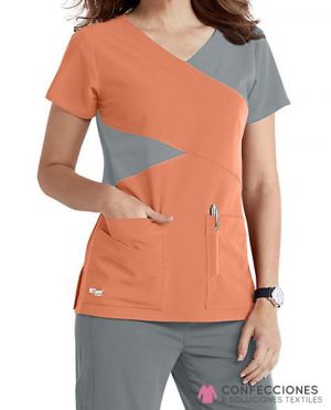 uniforme para medico combinado naranja con gris cstradha